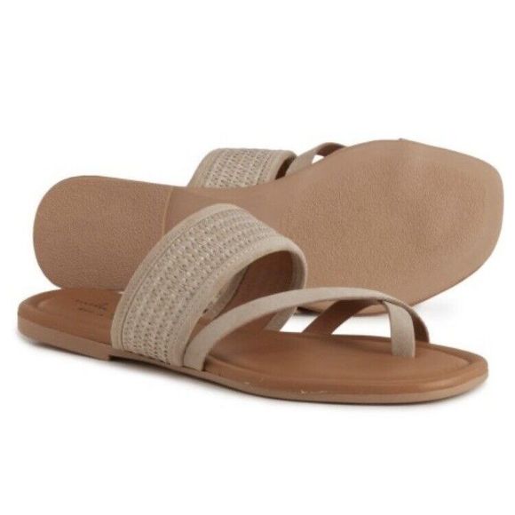 Mila Paoli Shoes - Mila Paoli Raffia Toe Loop Leather Sandals Tan Taupe Woven Straps Women’s Size 7